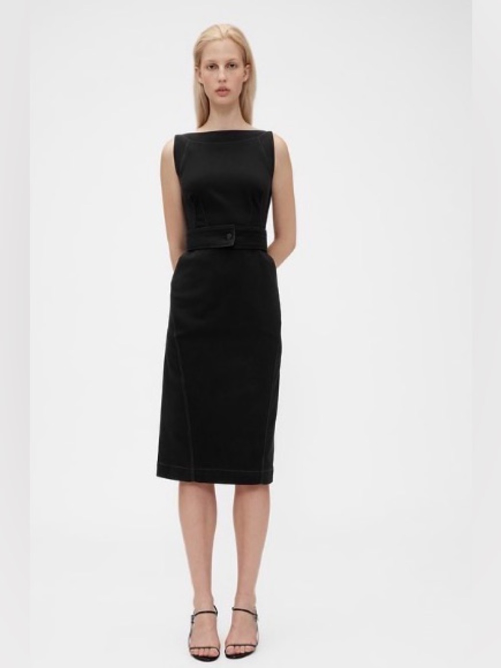 NWT Gap Studio Seamed black Denim Dress Sz 2.